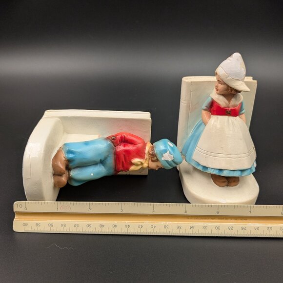 Vintage Chalkware Dutch Boy & Girl Bookend - Terratex Made in Ireland - Picture 7 of 8